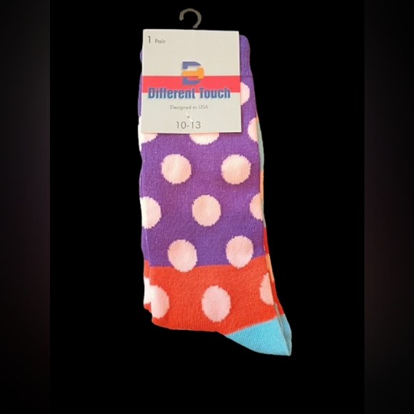 Different Touch Other - Men's Casual Dress Socks Purple Blue Orange With Polka Dots